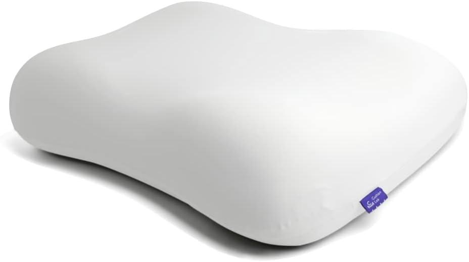 C CUSHION LAB Deep Sleep Pillow, Patented Ergonomic Contour Design for Side & Back Sleepers, Orthopedic Cervical Shape Gently Cradles Head & Provides Neck Support & Shoulder Pain Relief - Calm Grey, 1 Count