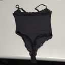 SUUKSESS Women Square Neck Lace Bodysuit Double Lined Sleeveless Spaghetti Strap Tank Top (Black,M)