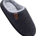 COFACE Womens Cozy Memory Foam Scuff Slippers Ladies Fuzzy Warm Slip On House Shoes With Arch Support, Indoor Outdoor Rubber Sole (Black)