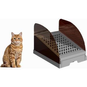Plastic Inclined Steps Assist in Using Various Sizes of cat Litter Boxes. Plastic Large cat Litter Boxes Inclined Steps are Non Stick, Height Adjustable, Easy to Clean (Gray, Small)