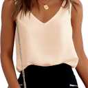Aoulaydo Womens Silk Satin Tank Tops V Neck Basic Sleeveless Casual Camisole Blouse Summer Basic Tank Shirt Champagne (XXL)