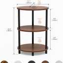 Small Round Side Table - 3-Tier Oval Accent Table for Small Spaces, Rustic Wood and Metal Couch End Table, Nightstand for Bedroom or End Table Living Room, Set of 2, Rustic Walnut