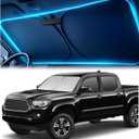 Windshield Sun Shade for Toyota Tacoma 2016-2023 2024 2025 Custom Fit Sun Shield with Mirror CutOut, Blocks Heat & UV, Foldable with Storage Pouch - Toyota Tacoma Windshield Sunshade