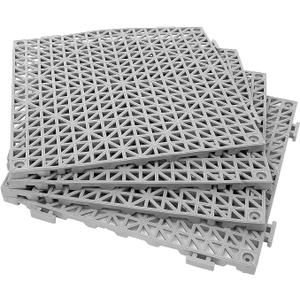 12 Pack 12" x 12" Interlocking Rubber Bathroom Flooring Tiles Non-Slip Splicing Waterproof Mat Modular Interlocking Cushion Mat for Drain, Deck, Pool, Patio, Balcony, Shower, Kitchen, Yard (Gray