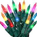 PREXTEX Multicolored Christmas Lights with Green Wire, 60 Feet, 300 Lights, Colorful String Lights Indoor or Outdoor - Incandescent String Lighting for Christmas Tree Decorations for Fences and Patios