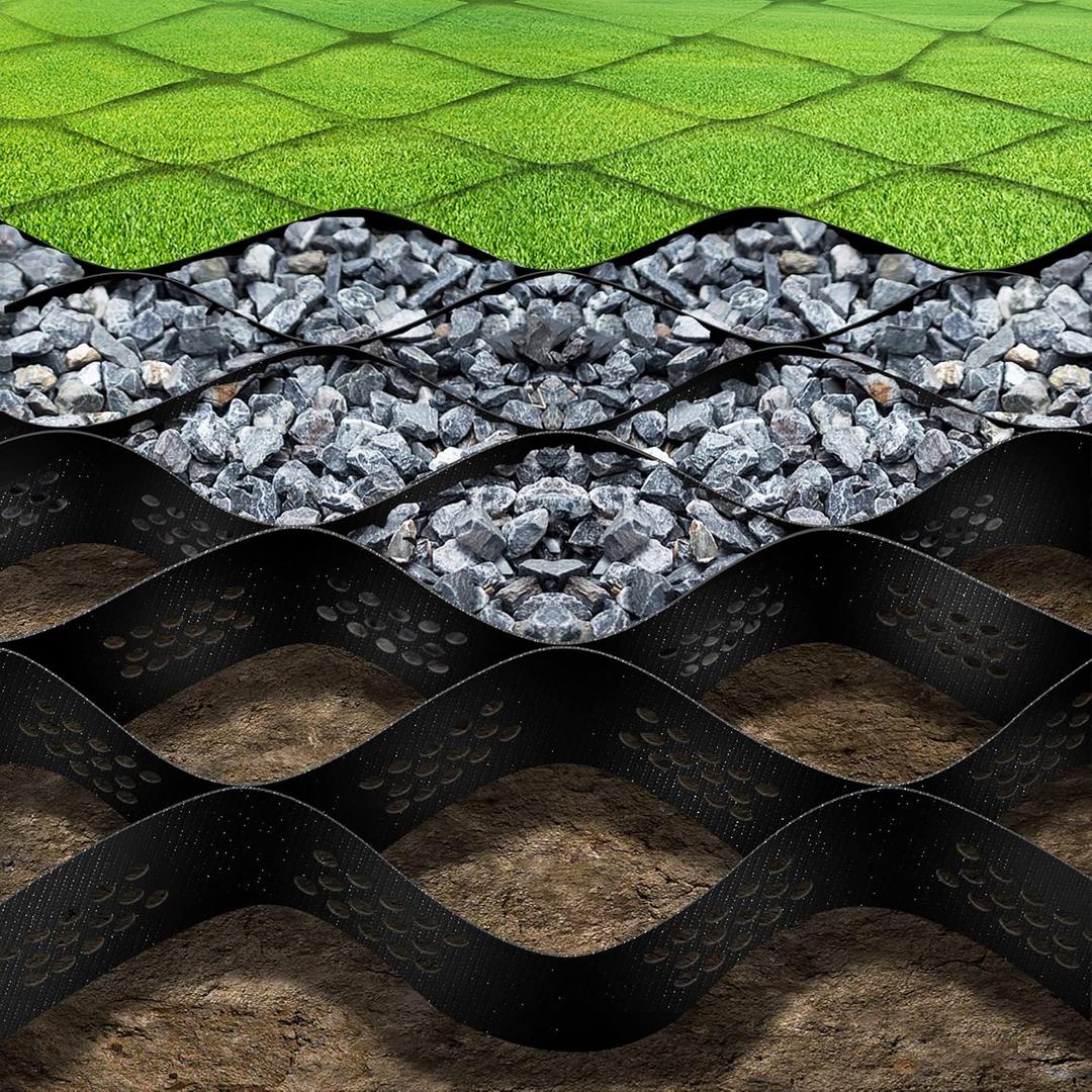 9.8x32.8ft 321 sq ft Gravel Ground Grid -2 Inch Thick Geo Grid Driveway Stabilization Grids - Driveway Grid System for Garden Landscaping Parking Lots Slope Driveways Slope