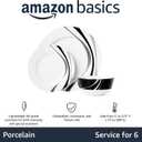Amazon Basics 18-Piece Complete Kitchen Dinnerware Set, Microwave and Dishwasher Safe, Plates, Dishes, Bowls, Swirl, Heat Resistant, Service for 6, Everyday Use
