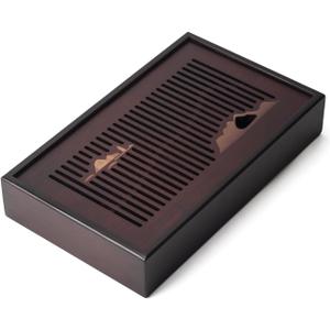Bamboo Tea Tray Chinese Kungfu Serving Tray Gongfu Tea Table Box with Water Storage Kung Fu Tea Set Serving Tray 11.8 Inch