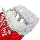 Soft Pillow Attached 2-in-1 Shopping Cart and High Chair Cover for Baby, Cotton Padded Cart Cover, Fold'n Roll Style, Portable with Carry Bag (Gray Owl)