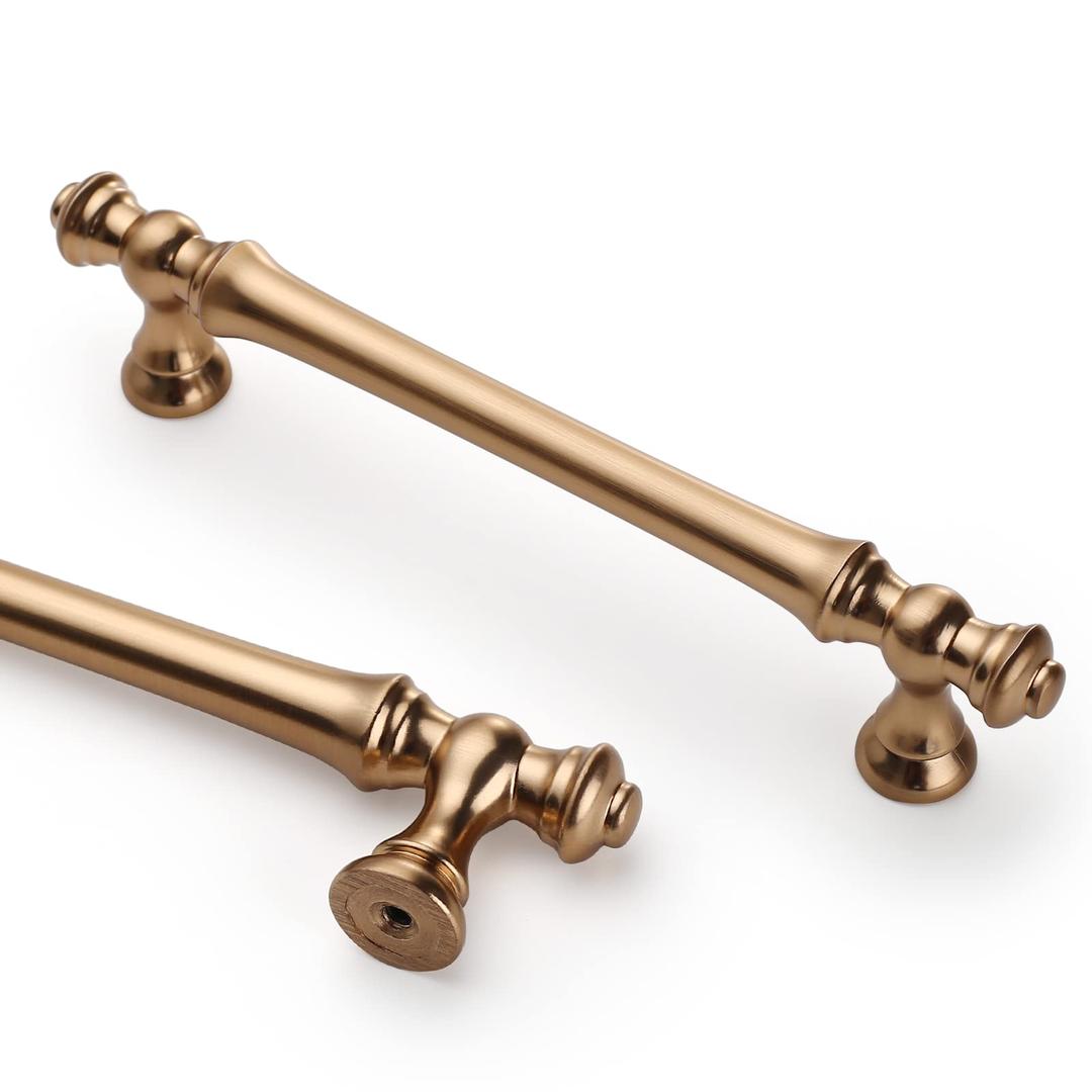 Asidrama 2 Pack 5 Inch(128mm) Champagne Bronze Kitchen Cabinet Handles,Brushed Brass Cabinet Pulls Kitchen Cabinet Hardware for Cupboard Gold Drawer Pulls