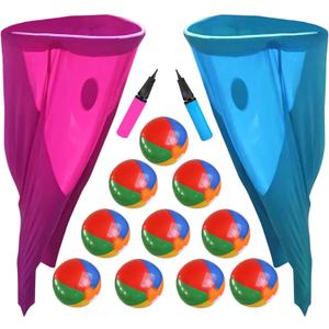 Granny Pants Yard Game, Granny Pants Outdoor Game - Oversized Giant Pants with Bouncy Balls & Pump, Backyard Parties, Field Day Fun for Adults(2pcs,Red+Blue)