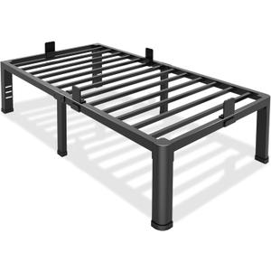 18 Inch Twin Bed Frame Metal Platform with Round Corner Legs,3500 LBS Heavy Duty Steel Slats Support,Headboard Compatible,No Box Spring Needed,Easy Assembly,Mattress Retainer,Underbed Storage