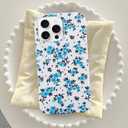 J.west Magnetic for iPhone 16 Pro Case 6.3" Soft Slim Floral Women Phone Case Compatible with MagSafe Aesthetic Protective Cute Flowers Design Cover for Girls Teal Blue