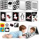 High Contrast Baby Flashcards with Black and White Tummy time Mirror Books, Newborn Brain Development Toys for 0-6 Months Baby as Infants Gift