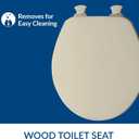 CHURCH Toilet Seat, Easy Clean Hinges Release for Deep Cleans, Durable Enameled Wood Seat, Round, Bone