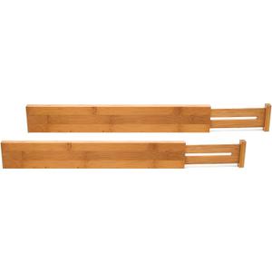 Lipper International Bamboo Wood Custom Fit Adjustable Kitchen Drawer Dividers, Set of 2
