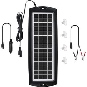 Sunway Solar Car Battery Trickle Charger & Maintainer 5W Solar Panel Power 12V Charger kit Portable Waterproof for Automotive RV Marine Boat Truck Motorcycle Trailer Tractor Powersports Snowmobiles
