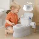 CheerTry 2-in-1 Toddler Potty Training Toilet - with Detachable Training Seat, Realistic Flushing Sound for Boys & Girls Ages 1-3 with Wipes Storage, Toilet Paper Holder