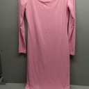 Nimsruc Sexy Crew Neck Lounge Long Dress Fitted Long Sleeve Ribbed Bodycon Maxi Dresses for Women 2024, Small , Pink