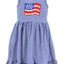 Unique Baby American Flag Girls 4th of July Outfits for Girls Patriotic Dresses (6Y/XL) Blue