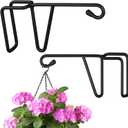 Vinyl Fence Hooks, Patio Hangers Decorative Black Powder Coated Steel Fence Hangers Suitable for Hanging Flower Baskets - Wind Chimes - Planters - Bird Feeders -Lights (2 Pack - Black)