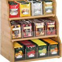 3 Layer Stackable Bamboo Tea Bag Organizer Storage Holder for Tea Bags Wood Tea Box Containers Tea Rack Teabag Station Stand for Cabinet Countertop Office(Patented Design), 12.2"L x 7.5"W x 13.8"H