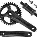 BOLANY Mountain Bike Crankset MTB 1x Square Taper Crankset 104 BCD 170mm Crank 32/34/36T Compatible with Single Speed Bicycle