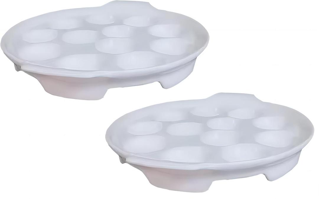 Bamboo's Grocery LoKii 12 Holes 2 Pack Ceramic Escargot Dish, Ceramic Snail Dish with Handles, Escargot Dish Diet Plates, White, 9.25 Inches, Medium