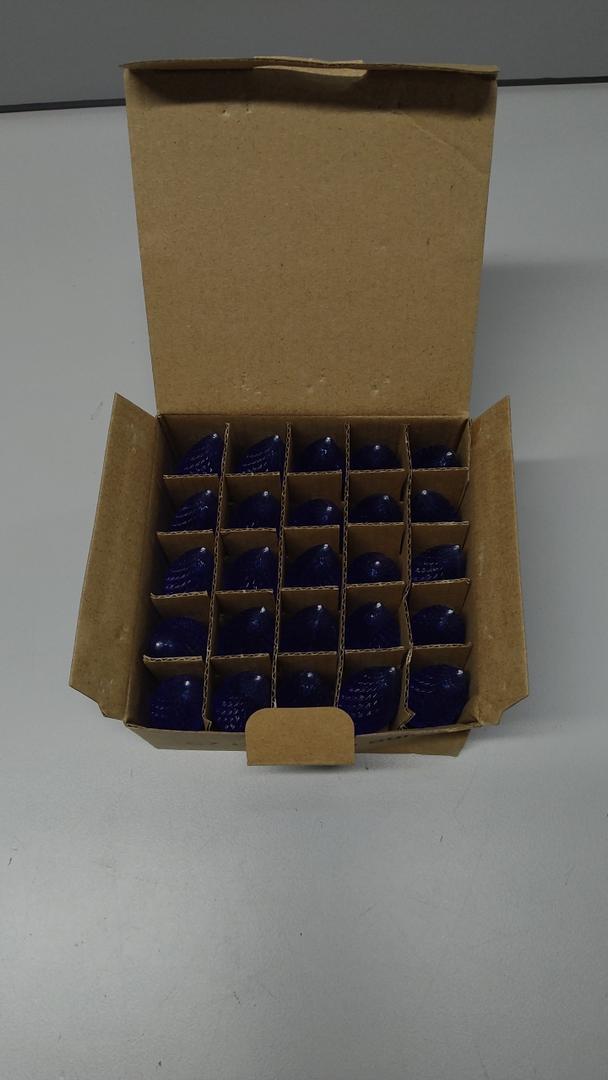 Meconard C7 Led Replacement Christmas Light Bulbs, C7 Shatterproof Led Bulbs for Christmas Indoor Outdoor String Lights, E12 Candelabra Base, Commercial Grade Holiday Bulbs, Blue, 25 Pack