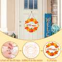 3 x Fall Wreaths for Front Door Decor Foldable Welcome Sign Autumn Thanksgiving Harvest Hanging Decorations for Home Porch Wall