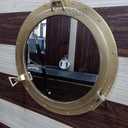 THOR INSTRUMENTS Vintage Style Antique Porthole Mirror Wall Hanging Nautical Porthole Mirror Window | Stylish Home & Wall Decor (12 Inches, Antique Brass) Rustic Vintage Home Decor Gifts