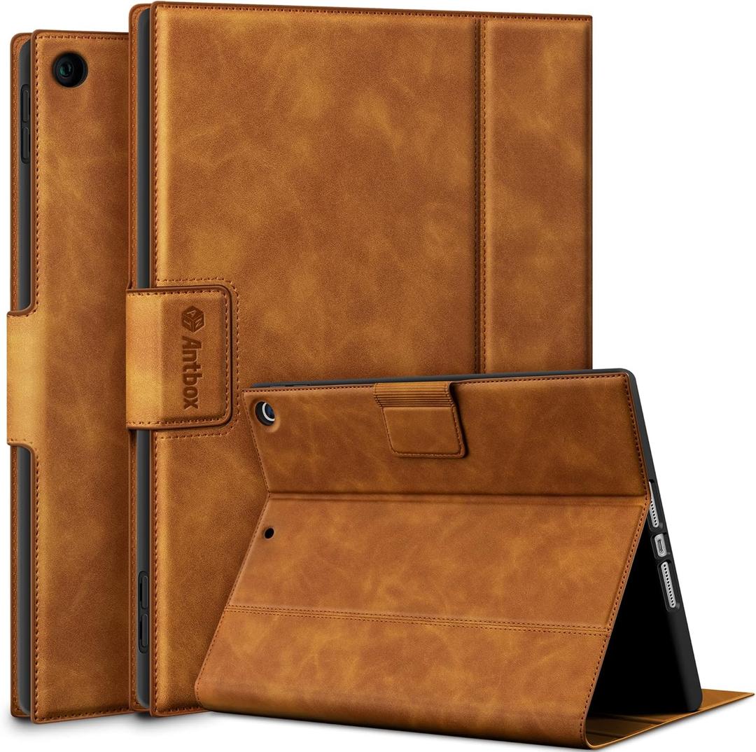 Antbox Case for iPad 9th Generation (2021) iPad 8th/7th Generation with Pencil Holder Auto Sleep/Wake Function PU Leather Smart Cover for iPad 10.2'' (Brown)