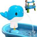 Whale Water Table Pump – Continuous Flow Rechargeable Battery Powered Water Pump for Water Table Accessories – Outdoor Summer Water Play Toys (Blue)