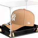 KOLIPI Hat Display Case, Clear Acrylic Baseball Cap Display Box with Double Layer Base, Self-Assembly Showcase for Baseball Cap, Snapback, Mini Helmet, UV Protection for Signed Memorabilia, Size: 11 x 8 x 7 inches