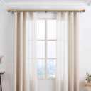 Boho Wood Curtain Rods for Windows 72 to 144 inch 1" Diameter Adjustable Heavy Duty Window Curtain Rod with Decorative Wooden Grain Finials Drapery Rods for Living Room Bedroom Kitchen Cafe Farmhouse