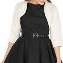 BlackButterfly Satin Bolero Shrug - Half Sleeve (Ivory, X-Large)