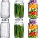 WELLIFE 64 OZ Mason Jars, 6 Pack Wide Mouth Mason Jars for Pickling, Canning, Fermenting and Food Storage, Microwave & Dishwasher Safe, medium