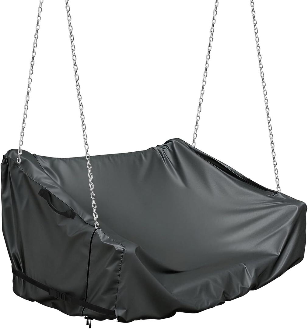 Outdoor Hanging Porch Swing Cover, 62x27.5 Oxford Waterproof Swing Cover | Durable Hanging Patio Swing Cover with Zipper, Velcro, Buckle, Drawstring, Tear Resistant, All Weather Protected, Easy to Use