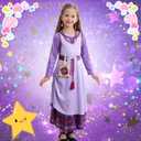 Wish Asha Costume for Girls Princess Halloween Christmas Dress Purple Cosplay Outfit (3-4 Years)