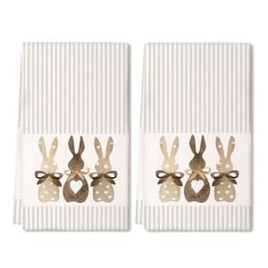 ARKENY Easter Kitchen Towels Set of 2,Beige Bunny Dish Towels 18x26 Inch Drying Dishcloth,Farmhouse Home Seasonal Spring Decorations AD220