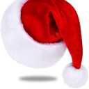 Santa Hat, Santa Hat for Adults, Unisex Velvet Comfort Red Christmas Hat Hats Extra Thicken Classic Plush for Christmas New Year Festive Holiday Party Supplies