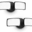 UME 19W 2-Pack Dusk to Dawn LED Security Light Outdoor, 2 Adjustable Head, 2000LM, 5000K, IP65 Waterproof, Super Bright Flood Light with Photocell for Garage, Yard, Exterior, Entryway (Black)