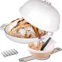 Enameled Cast Iron Dutch Oven Pot with Lid, Bread Oven for Sourdough Bread Baking, Dutch Ovens with Bread Proofing Basket& Baking Supplies Set, 6 Quart, White