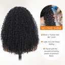 HUA Kinky Curly Half Wig for Black Women 180% Density 3 In 1 Seamless Flip Over Burmese Curly Half Wigs Protein Synthetic Hair Boast A Human Hair Like Touch 18 Inch Wear and Go Glueless Wigs Daily Use