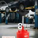 VEVOR 8 Gallon Waste Oil Drain Tank, Industrial Fluid Drain Tank with Adjustable Funnel Height, Portable Oil Drainer with Wheels, Fluid Fuel Transfer Drainage for Auto Repair Shops, Garages, Red