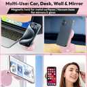 Foldable Magnetic Phone Holder  Double-Sided Suction & Strong Magnet Mount for All Smartphones, Hands-Free Stand for Car, Desk, Mirror, Gym & Wall (Pink)