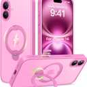 Upgraded Magnetic for iPhone 16 Case,[Unbreakable & Magnetic Stand] [Military-Grade Protection] [Phone Case Compatible with MagSafe] Slim Translucent Matte Shockproof Phone Cover,Rose Pink