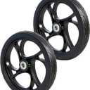 2PCS 8 Inch Walker Wheel, 5/16" (10 mm) Bearing Solid Replacement Wheels for,Knee scooter (8 Inch) (10mm) (Matte Black)