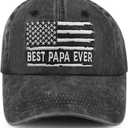 The Best Dad Papa Hat for Men, Funny Adjustable Cotton Embroidered Daddy Baseball Cap