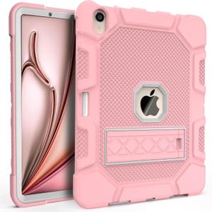Rantice iPad Air Case 11-inch M2 (2024) /iPad Air 5th/4th Gen 10.9", Shockproof Rugged Case with Kickstand & Pencil Holder, Drop Protection, Compatible with iPadAir 6th/5th/4th Gen, Rosegold+Grey